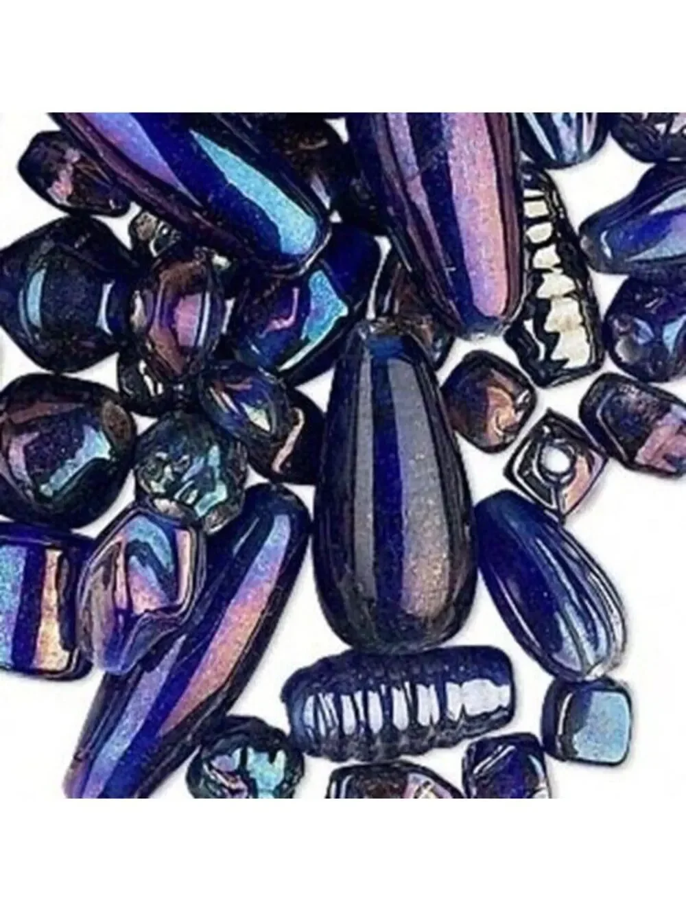 50g Bulk Handcrafted India Lampwork Glass Beads Mix Cobalt Blue Luster